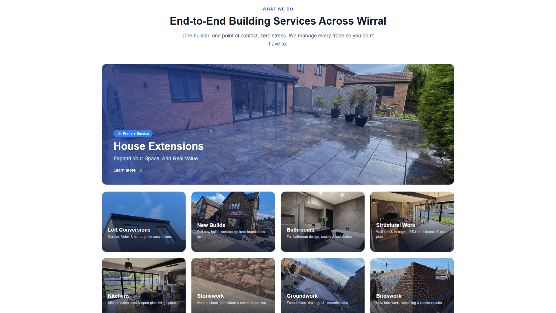 CNR Construction services overview — home extensions, loft conversions and new builds in Wirral
