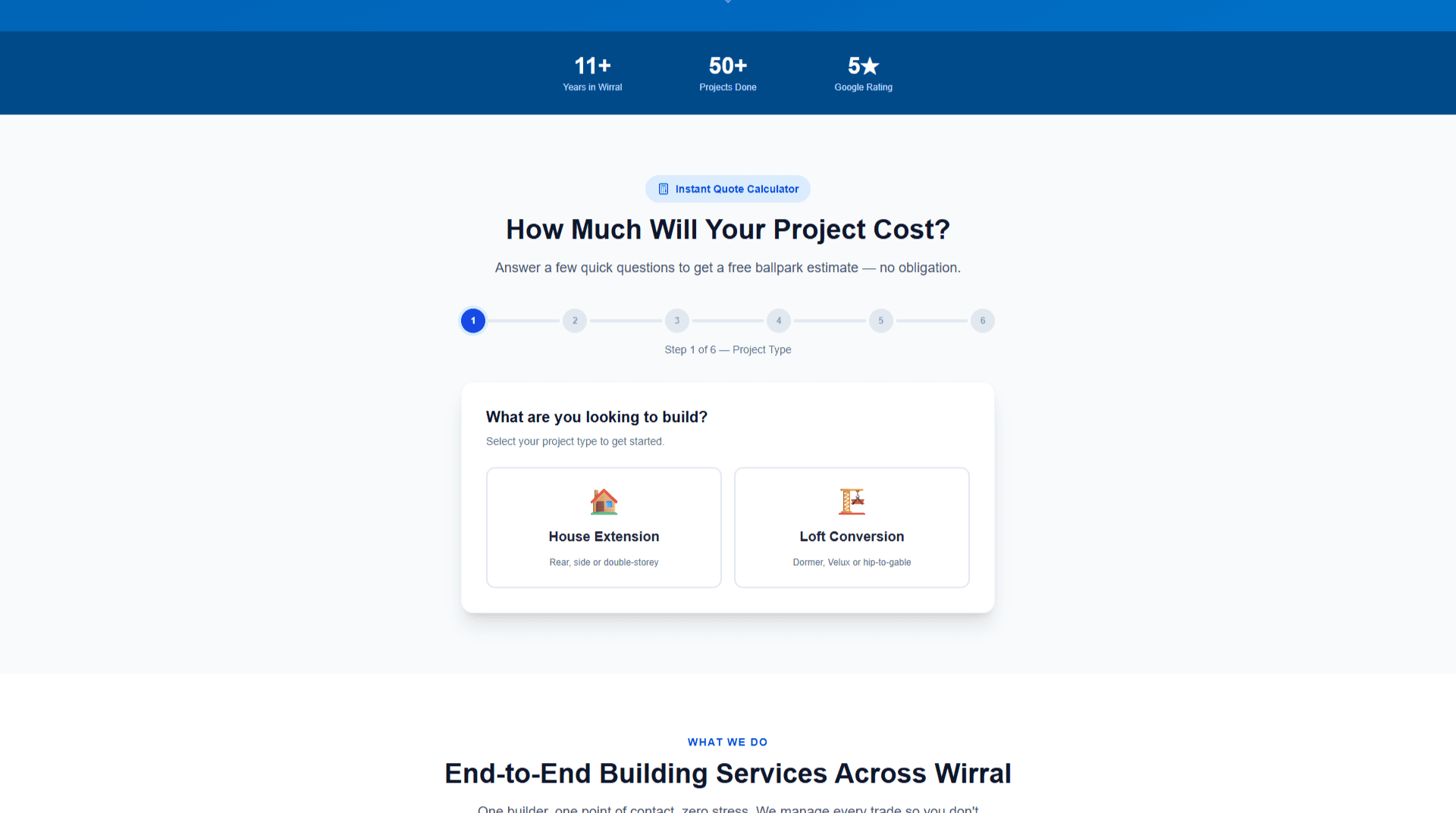 CNR Construction instant quote calculator for home extensions and loft conversions