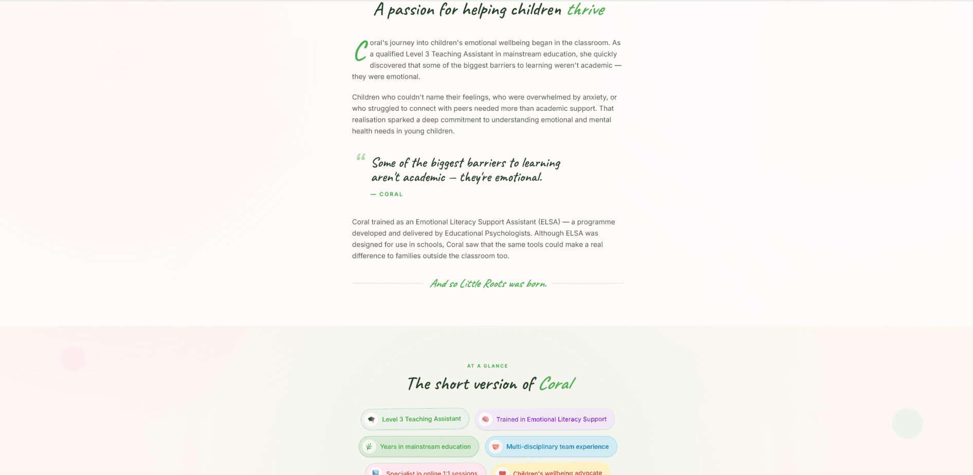 Little Roots Wellbeing — pricing and session options
