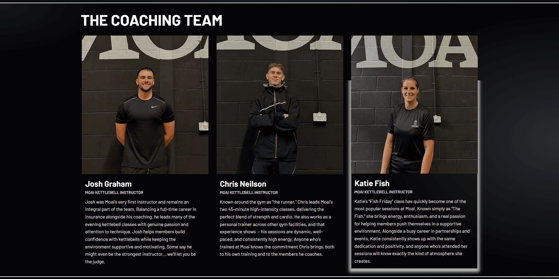 Client transformation results page for Moai Strength and Wellness kettlebell gym