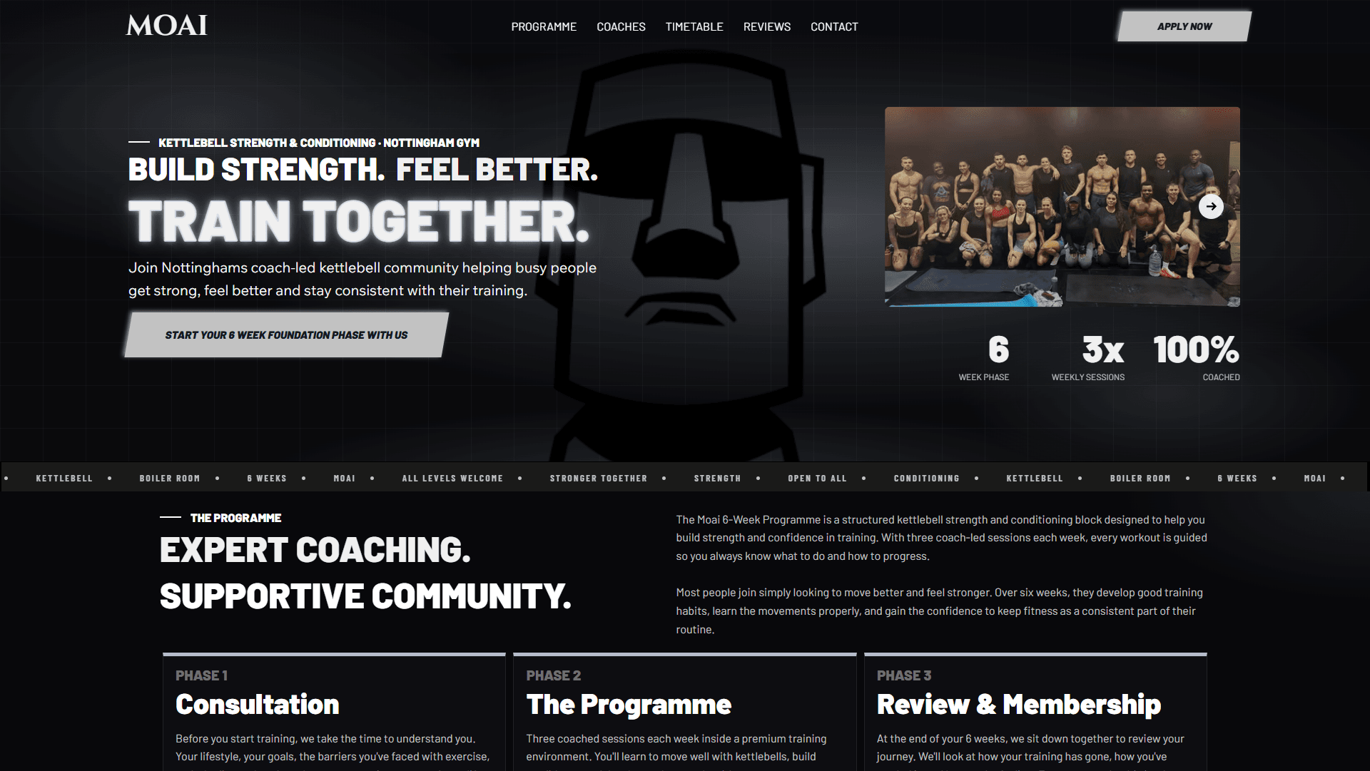 Moai Strength & Wellness website