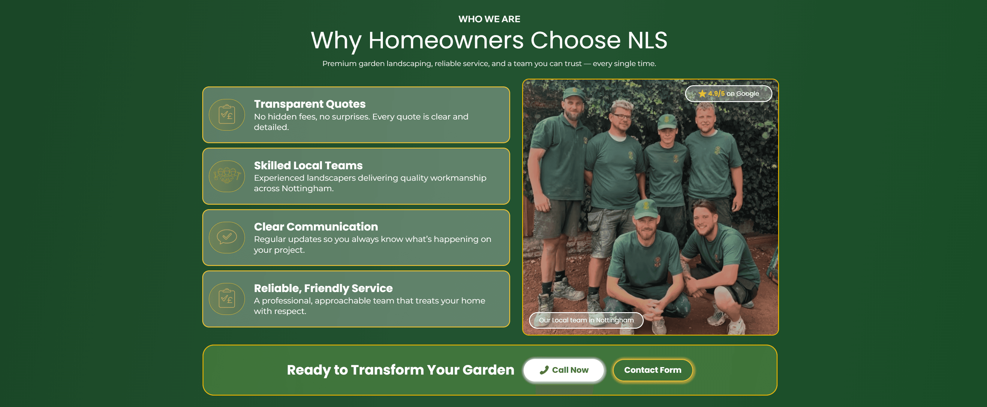 Services and project gallery page for NLS Nottinghamshire Landscaping Services