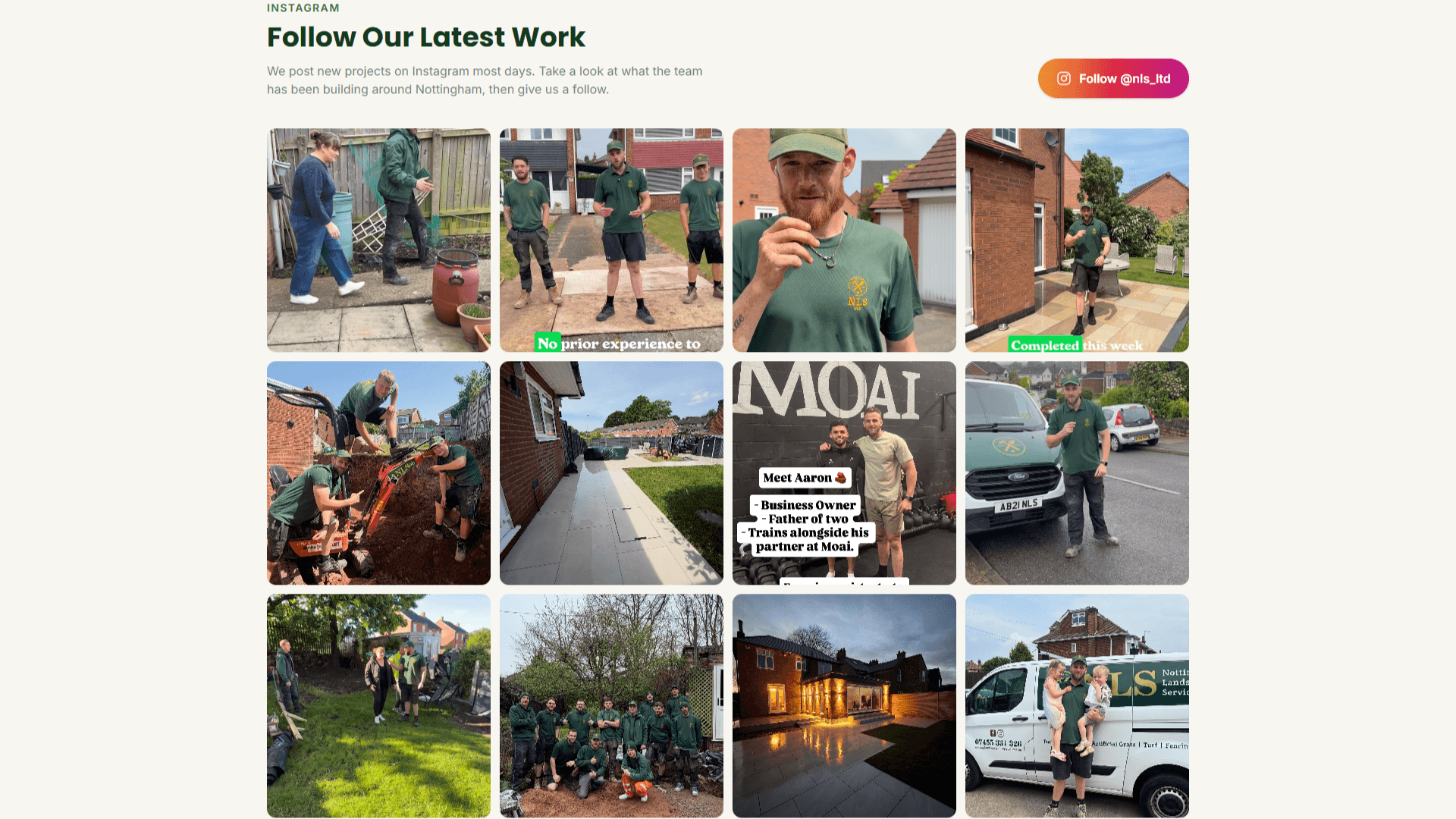 Lead generation enquiry form on NLS Nottinghamshire landscaping website