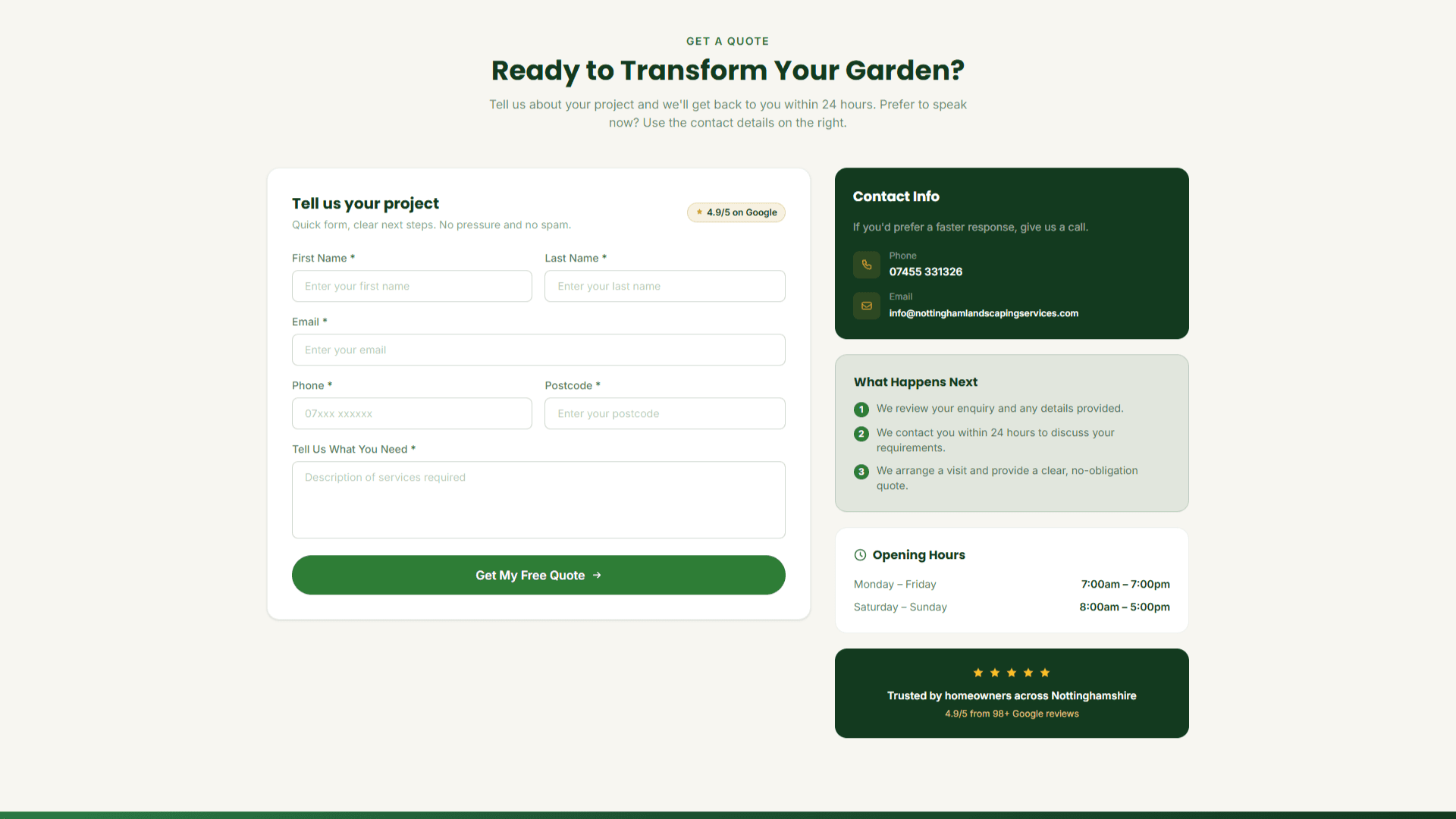 FAQ page example from NLS Landscaping website built for local search visibility