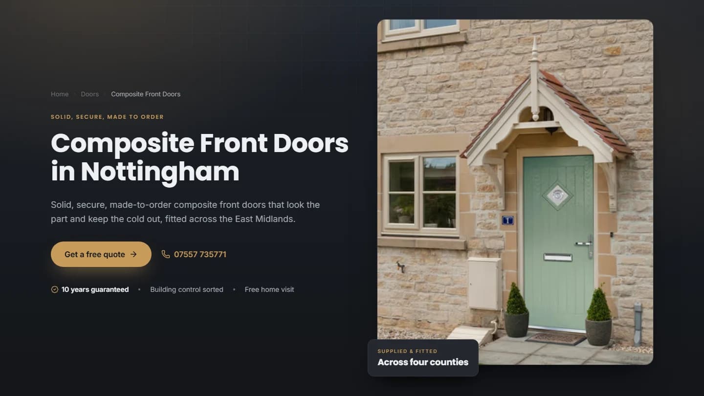 Bridgfords composite front doors page for Nottingham
