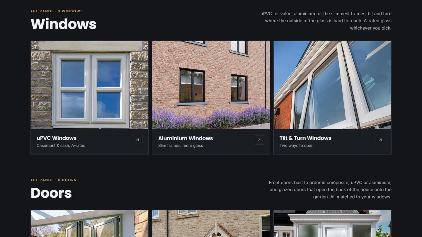 Bridgfords window range: uPVC, aluminium and tilt & turn windows