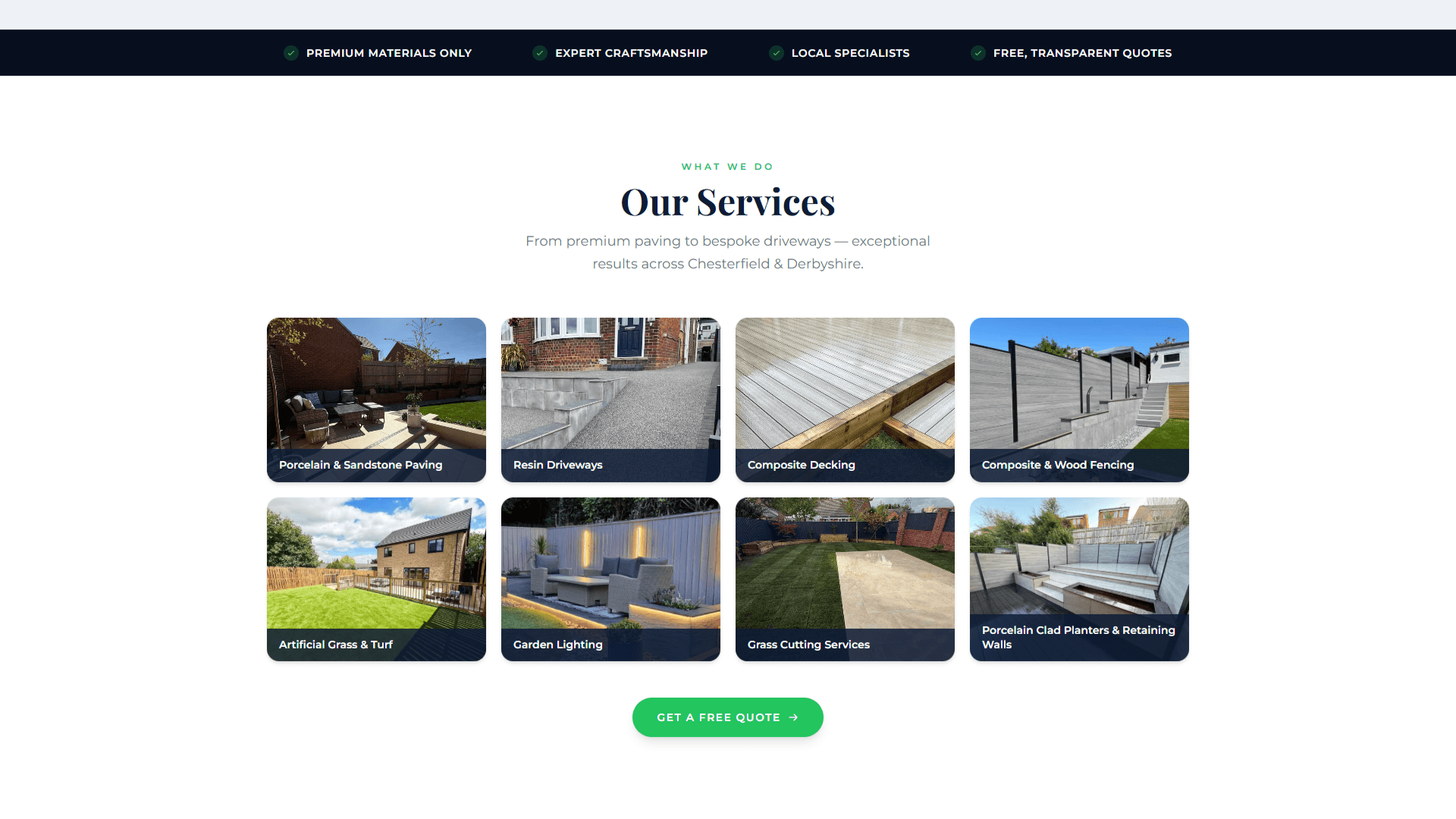 Coppermill Landscapes homepage hero — professional landscaping in Chesterfield