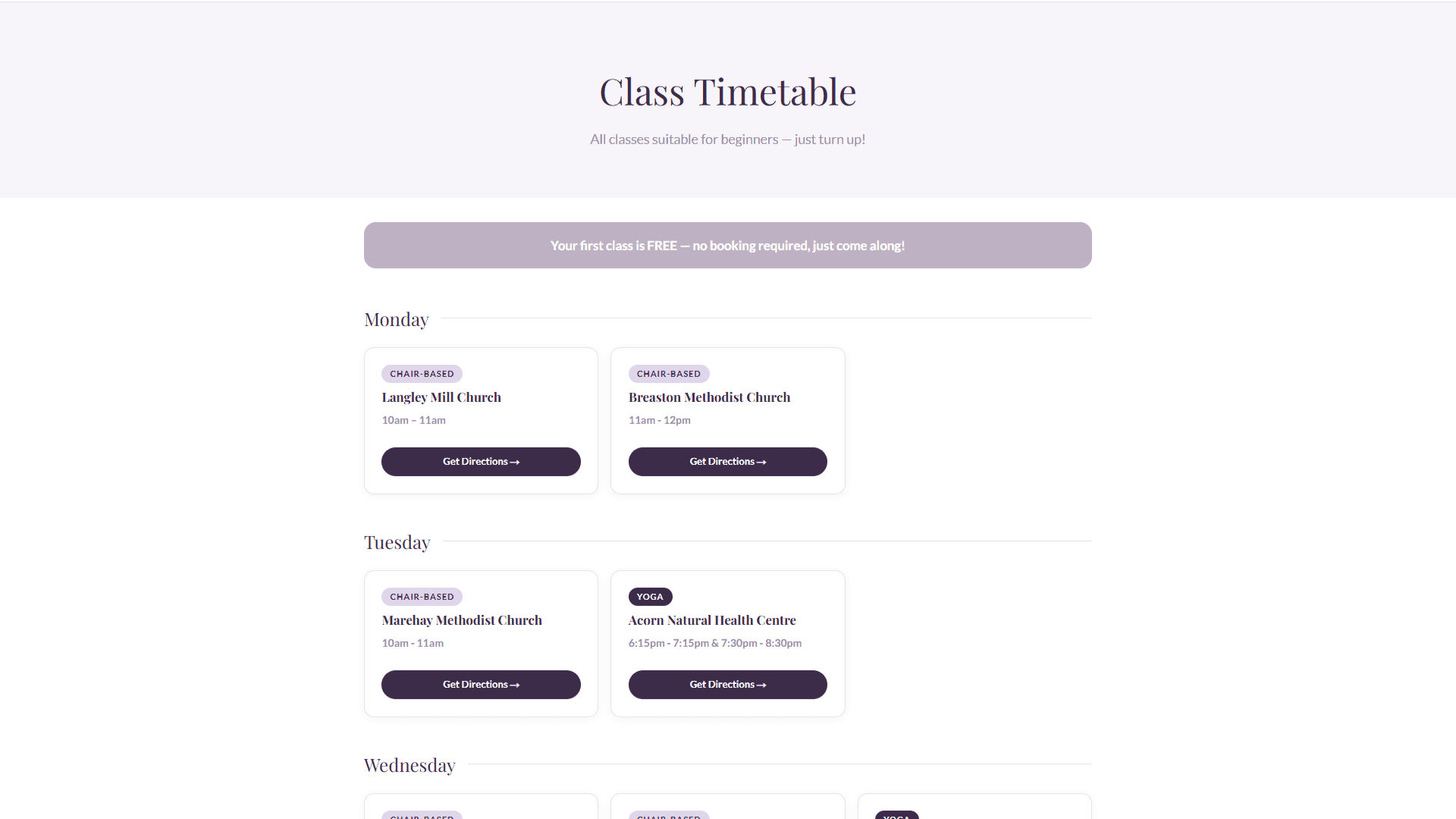 Dru with Ju — live class timetable Julie can update herself