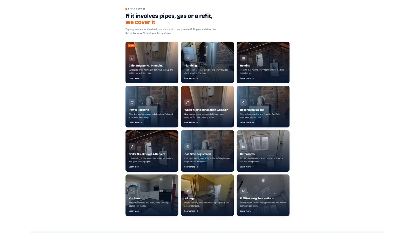 First Plumb services — plumbing, heating, boilers, bathrooms and emergency call-outs