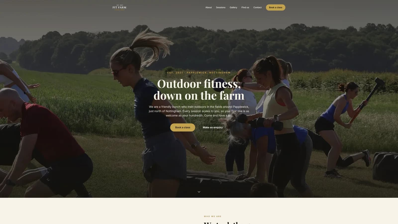 Fit Farm homepage — outdoor group fitness on a farm near Nottingham