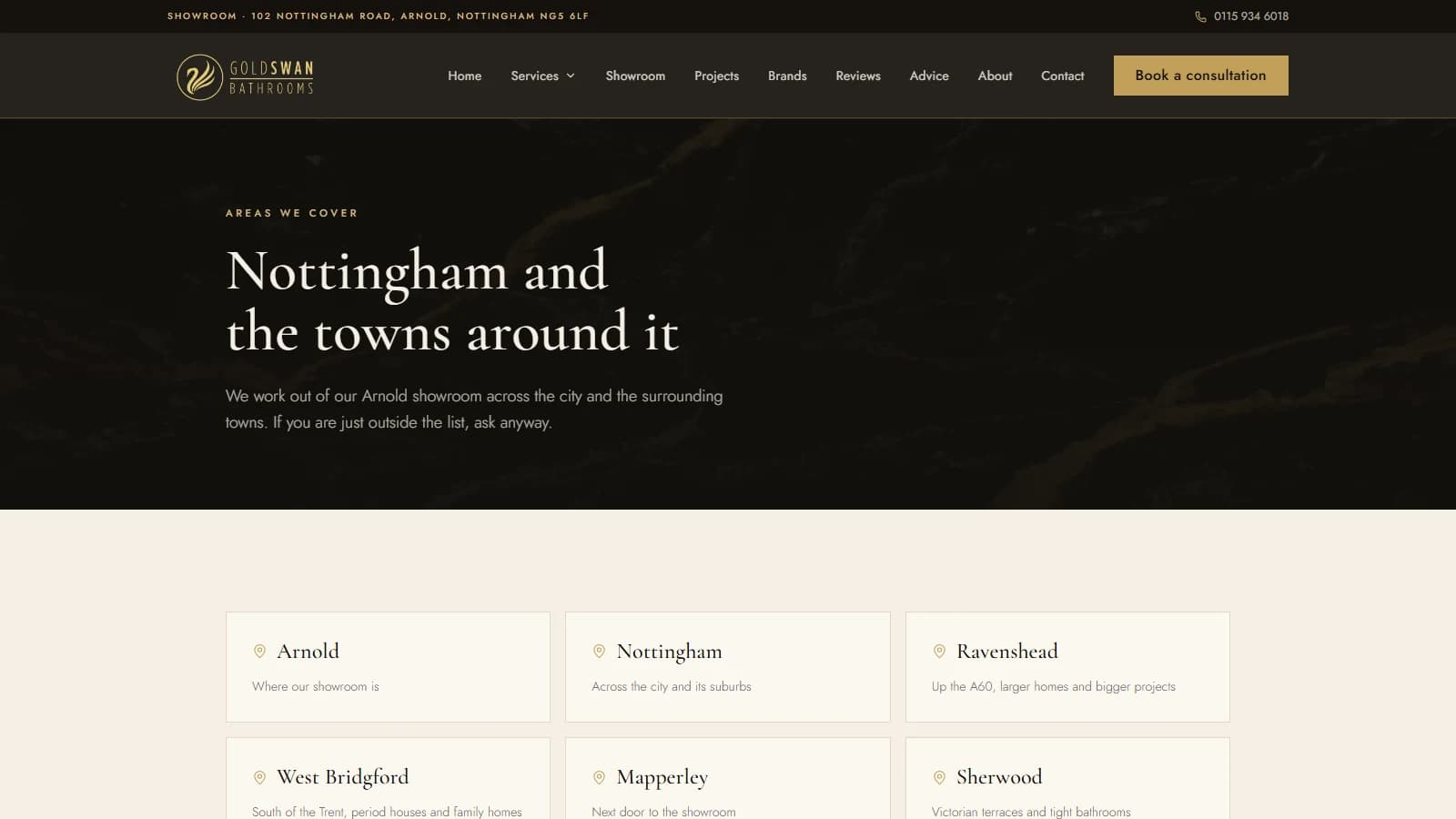 Goldswan areas we cover: Nottingham and the eleven towns around it