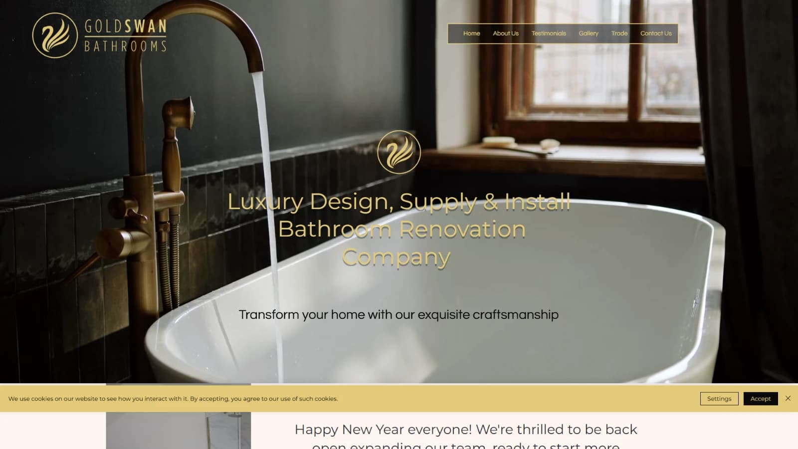 The previous Goldswan Bathrooms website, a six page Wix site, before the rebuild