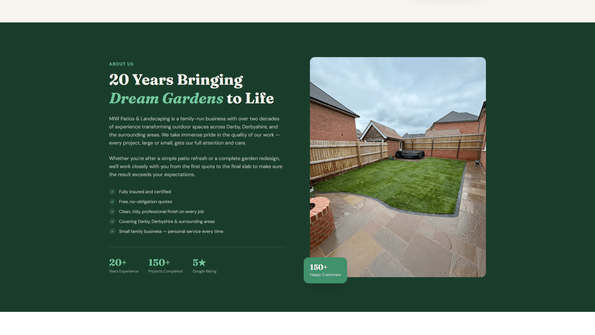 MIW Patios & Landscaping homepage — patio and landscaping services in Derby