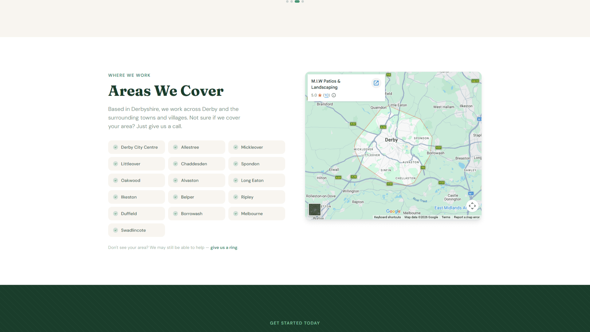 MIW Patios services page — patios, driveways and garden transformations in Derbyshire