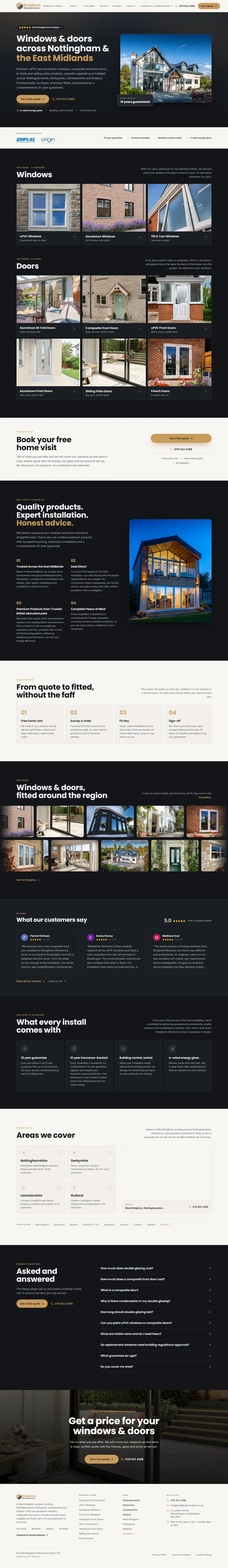 Full Bridgfords Windows & Doors website, built by WAT Websites