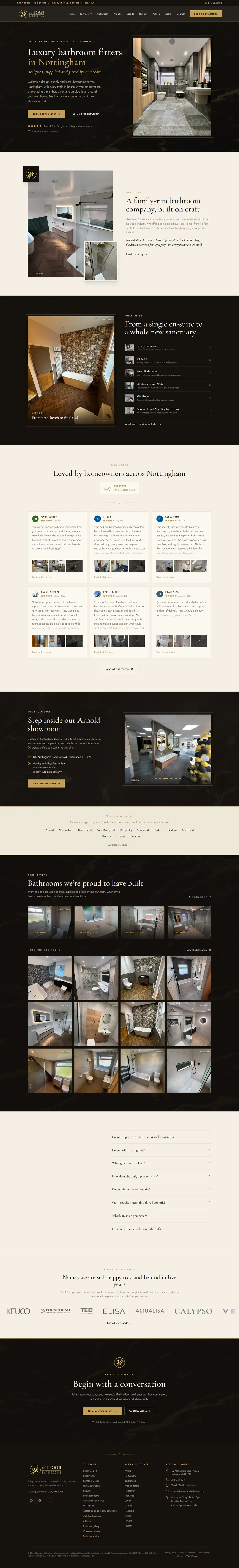 Full Goldswan Bathrooms website, built by WAT Websites