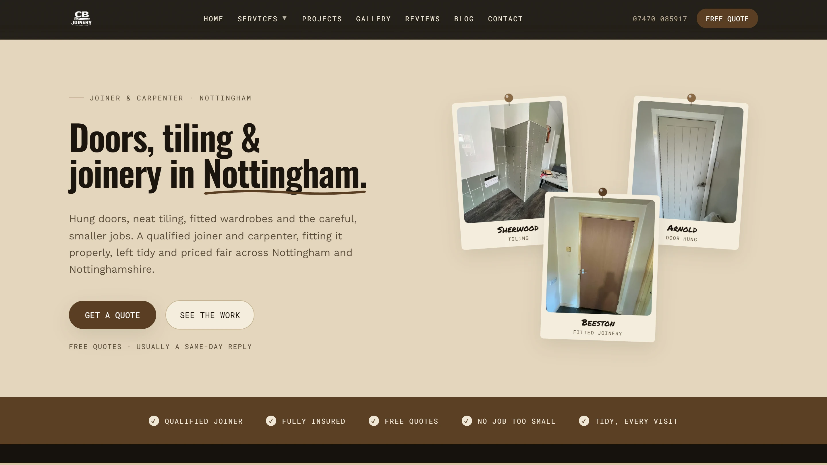 CB Joinery homepage — doors, tiling and joinery in Nottingham